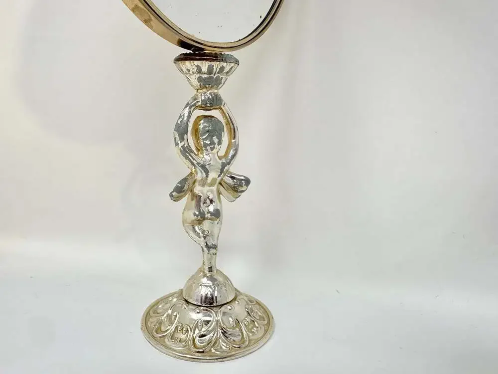 Vintage Italian Cherub Swivel Vanity Mirror MCM Hollywood Regency Aesthetic
